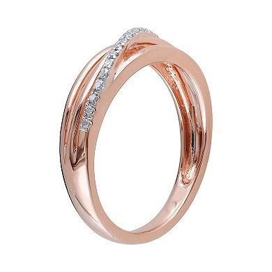 Stella Grace 18k Rose Gold Over Silver Diamond Accent Crisscross Ring