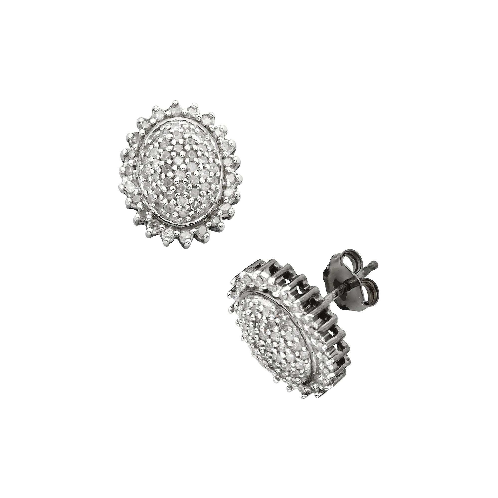 Jewelexcess Sterling Silver 1/2-ct. T.W. Diamond Flower Stud Earrings, Wome