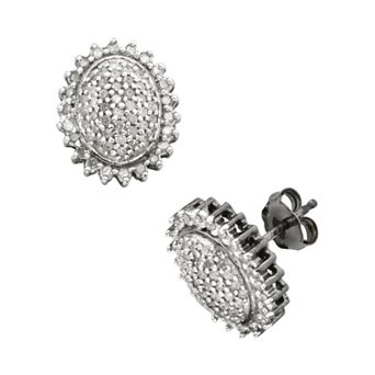 Jewelexcess Sterling Silver 1/2 ct T.W. Diamond Flower Stud Earrings
