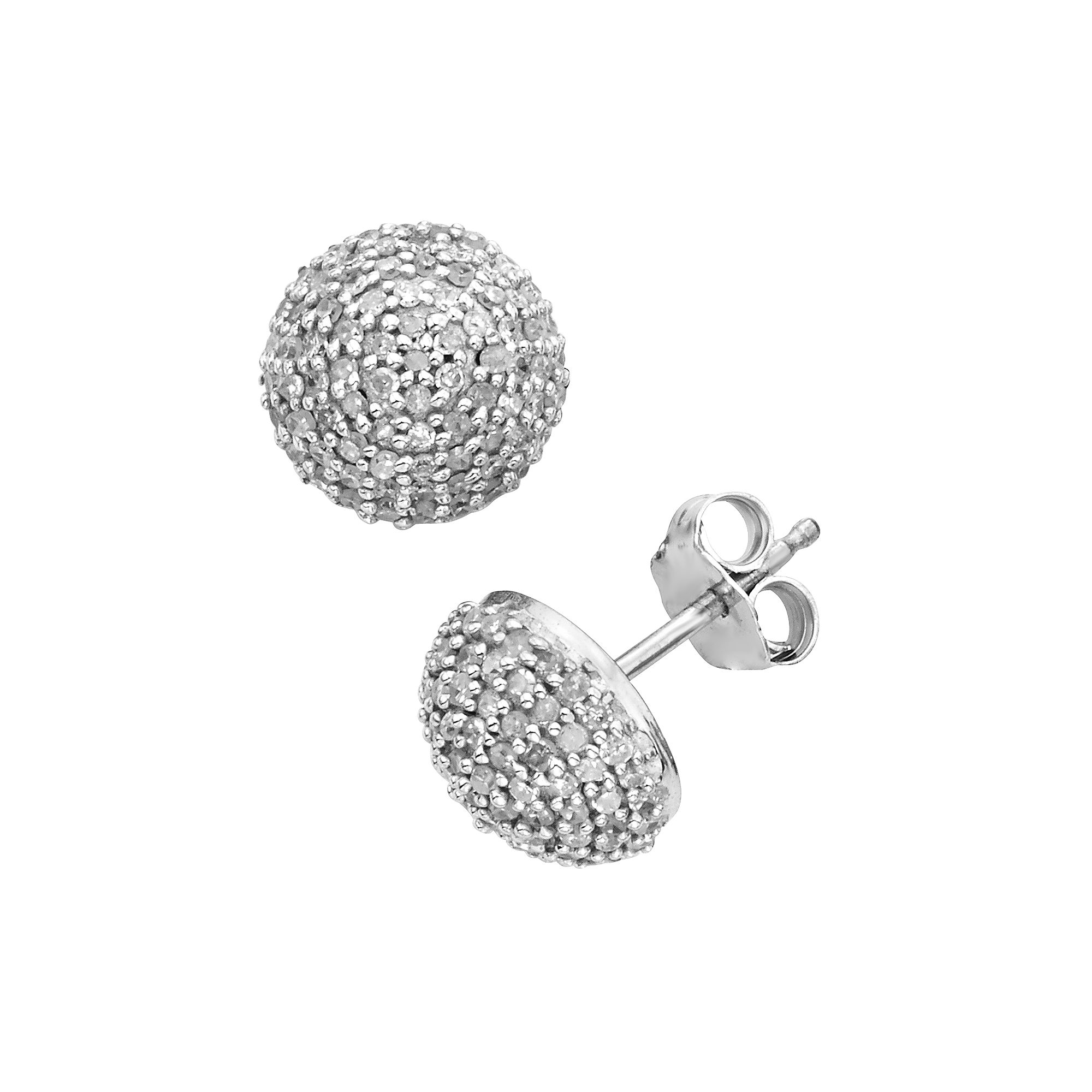 Jewelexcess Sterling Silver 1/2-ct. T.W. Diamond Button Stud Earrings, Wome