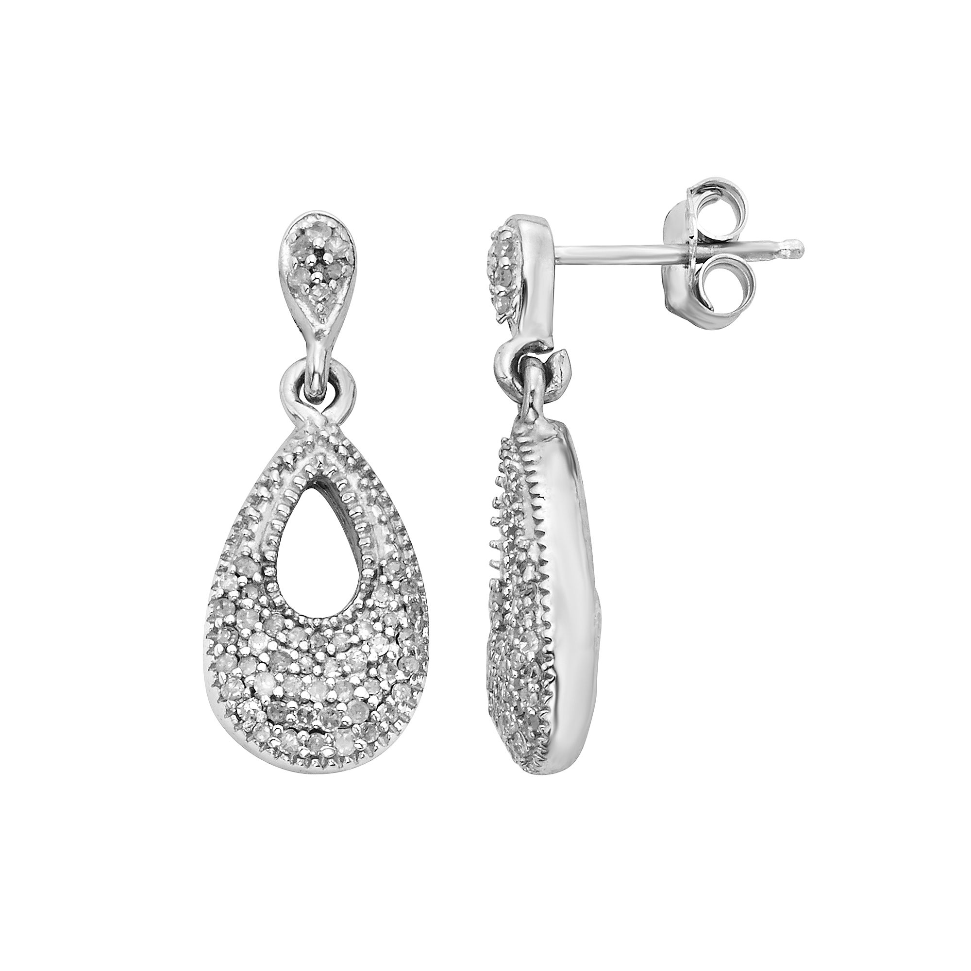 Jewelexcess Sterling Silver 1/4-ct. T.W. Diamond Teardrop Earrings, Womens