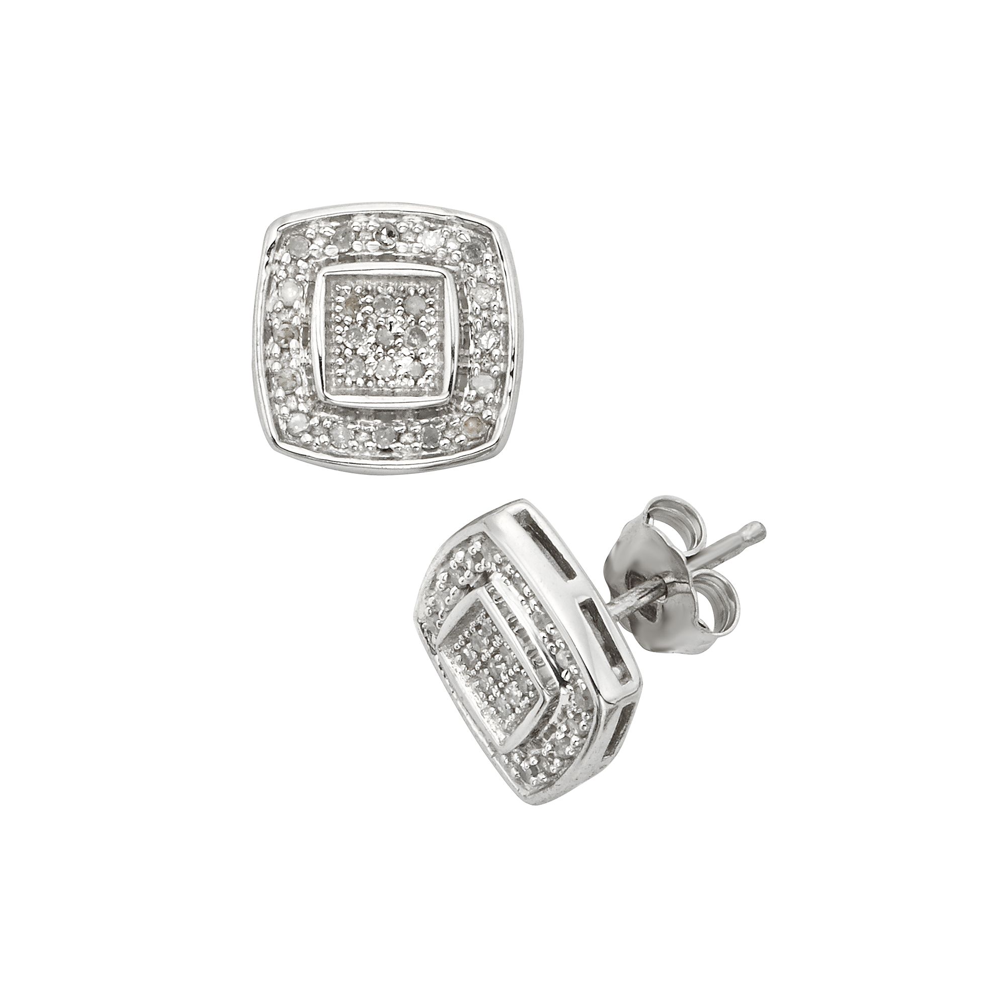 Jewelexcess Sterling Silver 1/4-ct. T.W. Diamond Halo Stud Earrings, Women