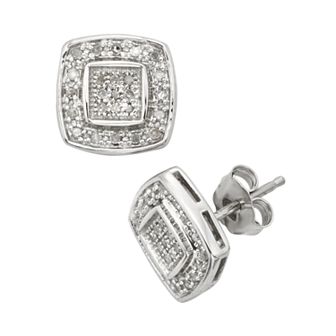 Jewelexcess Sterling Silver 1/4 ct T.W. Diamond Halo Stud Earrings