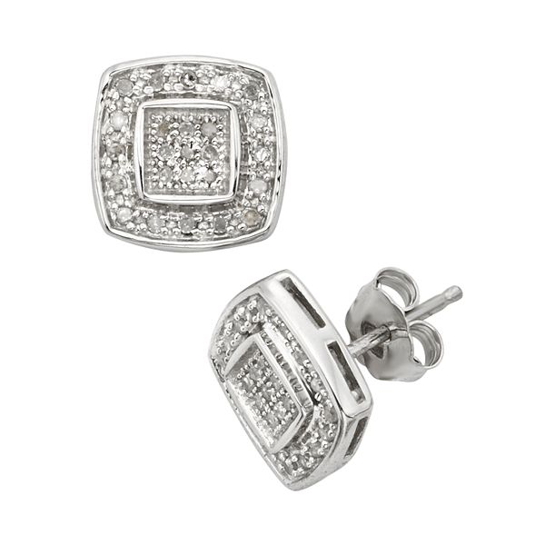Jewelexcess Sterling Silver 1/4-ct. T.W. Diamond Halo Stud Earrings