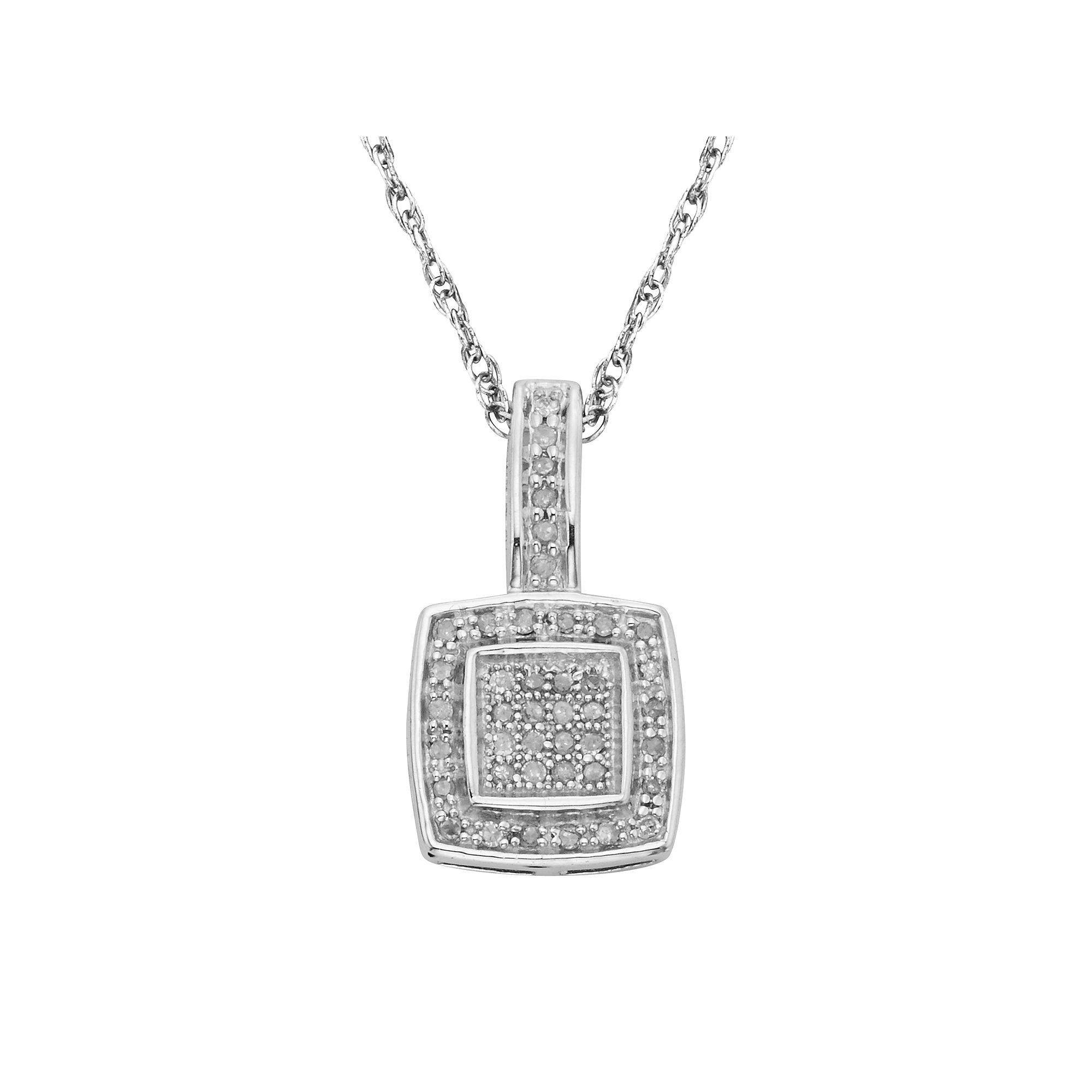 Jewelexcess Sterling Silver 1/7-ct. T.W. Diamond Halo Pendant, Womens, Si