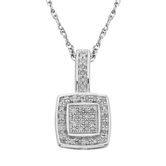 Jewelexcess Sterling Silver 1/7 ct T.W. Diamond Halo Pendant