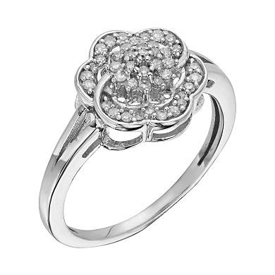 Jewelexcess Sterling Silver 1/4-ct. Diamond Flower Ring