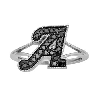 Jewelexcess Sterling Silver 1/4 ct T.W. Black Diamond Initial Ring