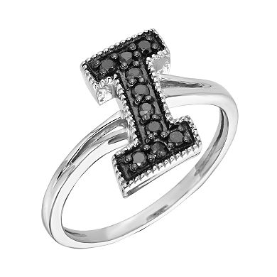 Jewelexcess Sterling Silver 1/4-ct. T.W. Black Diamond Initial Ring