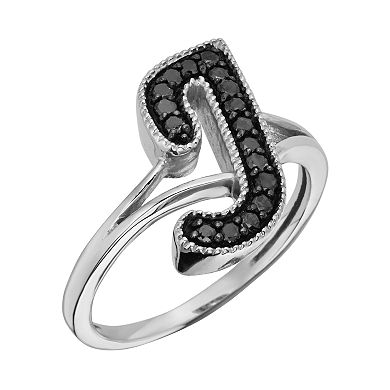 Jewelexcess Sterling Silver 1/4-ct. T.W. Black Diamond Initial Ring