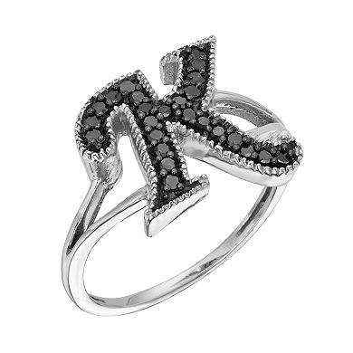 Jewelexcess Sterling Silver 1/4-ct. T.W. Black Diamond Initial Ring