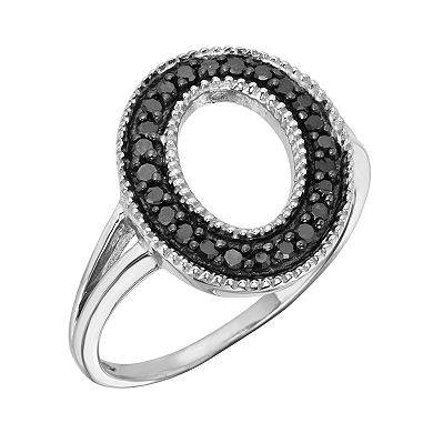 Jewelexcess Sterling Silver 1/4-ct. T.W. Black Diamond Initial Ring