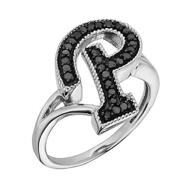 Jewelexcess Sterling Silver 1/4-ct. T.W. Black Diamond Initial Ring