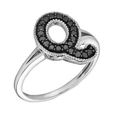 Jewelexcess Sterling Silver 1/4-ct. T.W. Black Diamond Initial Ring