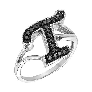 Jewelexcess Sterling Silver 1/4-ct. T.W. Black Diamond Initial Ring