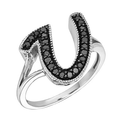 Jewelexcess Sterling Silver 1/4-ct. T.W. Black Diamond Initial Ring