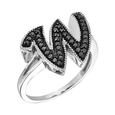 Jewelexcess Sterling Silver 1/4-ct. T.W. Black Diamond Initial Ring