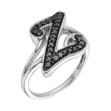 Jewelexcess Sterling Silver 1/4-ct. T.W. Black Diamond Initial Ring