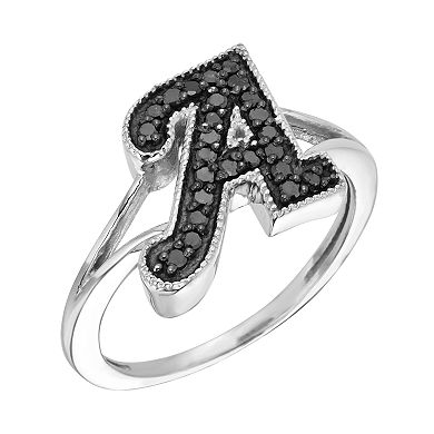 Jewelexcess Sterling Silver 1/4-ct. T.W. Black Diamond Initial Ring