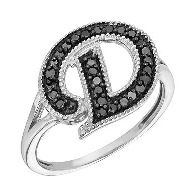 Jewelexcess Sterling Silver 1/4-ct. T.W. Black Diamond Initial Ring