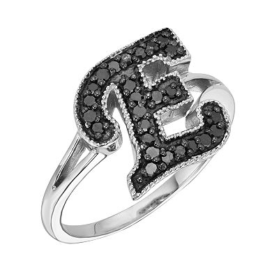 Jewelexcess Sterling Silver 1/4-ct. T.W. Black Diamond Initial Ring