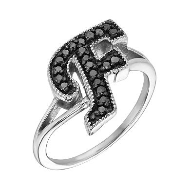 Jewelexcess Sterling Silver 1/4-ct. T.W. Black Diamond Initial Ring