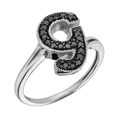 Jewelexcess Sterling Silver 1/4-ct. T.W. Black Diamond Initial Ring