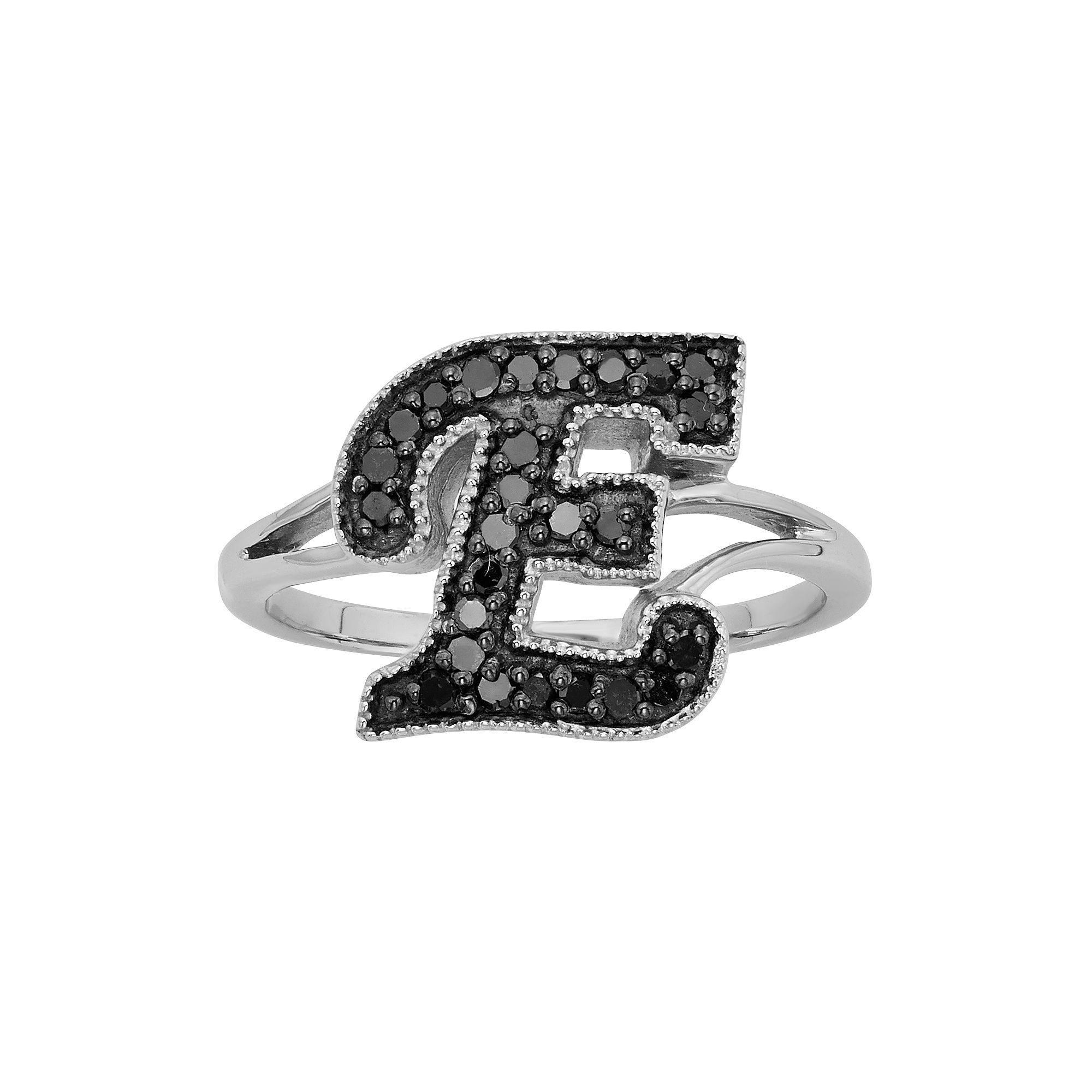 Jewelexcess Sterling Silver 1/4-ct. T.W. Black Diamond Initial Ring, Women