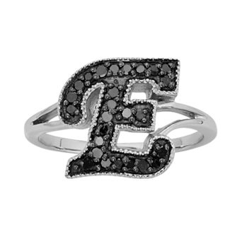 Jewelexcess Sterling Silver 1/4 ct T.W. Black Diamond Initial Ring