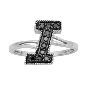 Jewelexcess Sterling Silver 1/4 ct T.W. Black Diamond Initial Ring