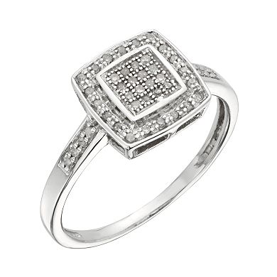 Jewelexcess Sterling Silver 1/7-ct. Diamond Halo Ring
