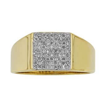 Jewelexcess Yellow Rhodium-Plated Sterling Silver 1/4 ct T.W. Diamond Ring - Men