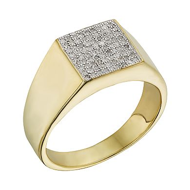 Jewelexcess Yellow Rhodium-Plated Sterling Silver 1/4-ct. T.W. Diamond Ring - Men