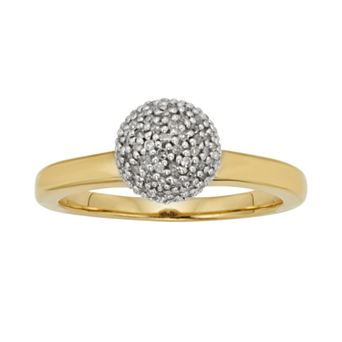 Jewelexcess Yellow Rhodium-Plated Sterling Silver 1/4 ct T.W. Diamond Ball Ring