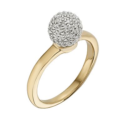 Jewelexcess Yellow Rhodium-Plated Sterling Silver 1/4-ct. T.W. Diamond Ball Ring