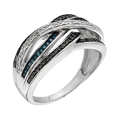 Jewelexcess Sterling Silver 1/4-ct. T.W. Blue, Black and Jewelexcess Sterling Silver 1/4-ct. T.W. Blue, Black and