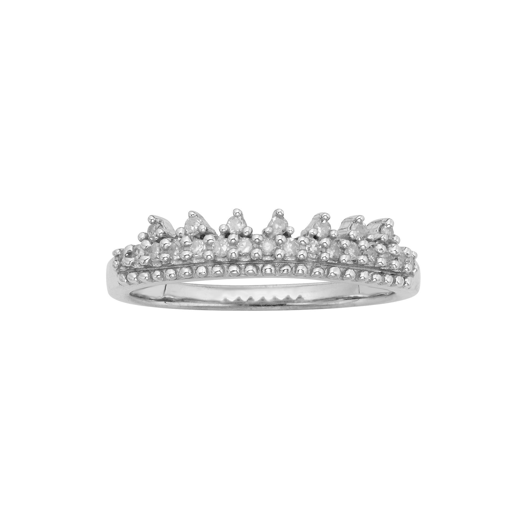 Jewelexcess Sterling Silver 1/10-ct. T.W. Diamond Ring, Womens, Size: 6, W
