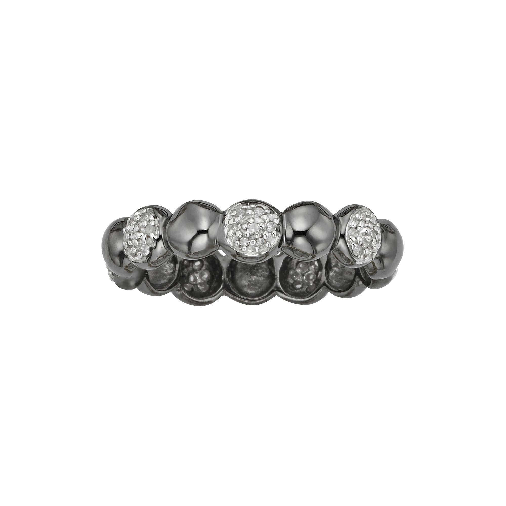 Jewelexcess Black Rhodium-Plated Sterling Silver 1/7-ct. T.W. Diamond Ring,