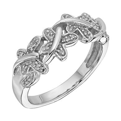 Jewelexcess Sterling Silver 1/10-ct. T.W. Diamond Butterfly Ring