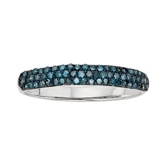 Jewelexcess Sterling Silver 1/4 ct T.W. Blue Diamond Ring