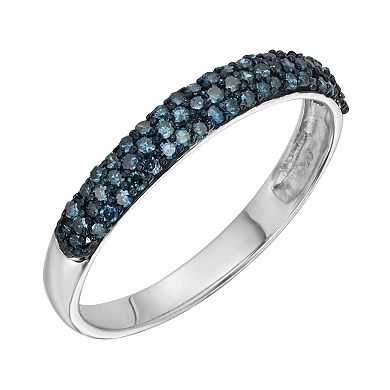 Jewelexcess Sterling Silver 1/4-ct. T.W. Blue Diamond Ring