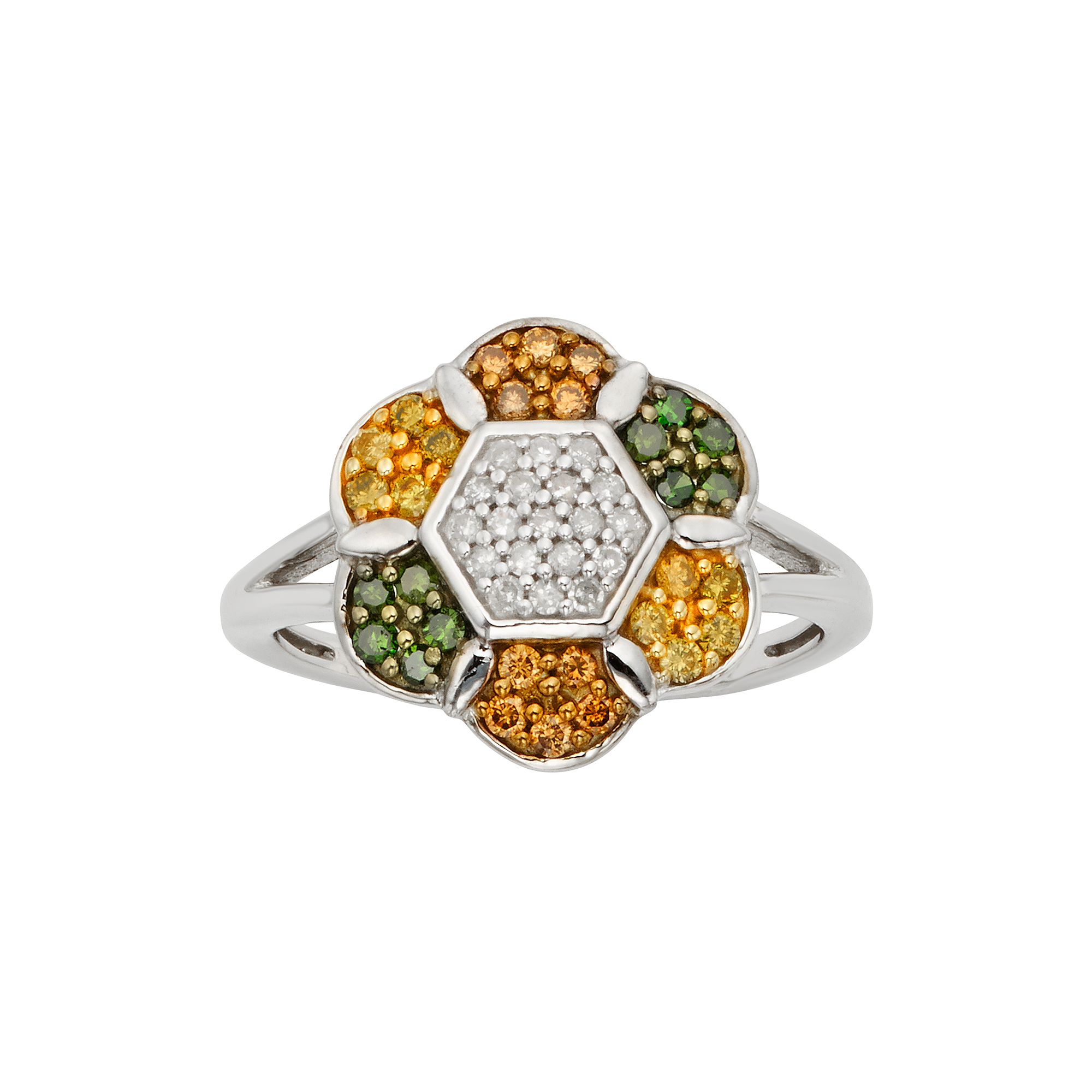 Jewelexcess Sterling Silver 1/2-ct. T.W. Green, Yellow, Champagne and White