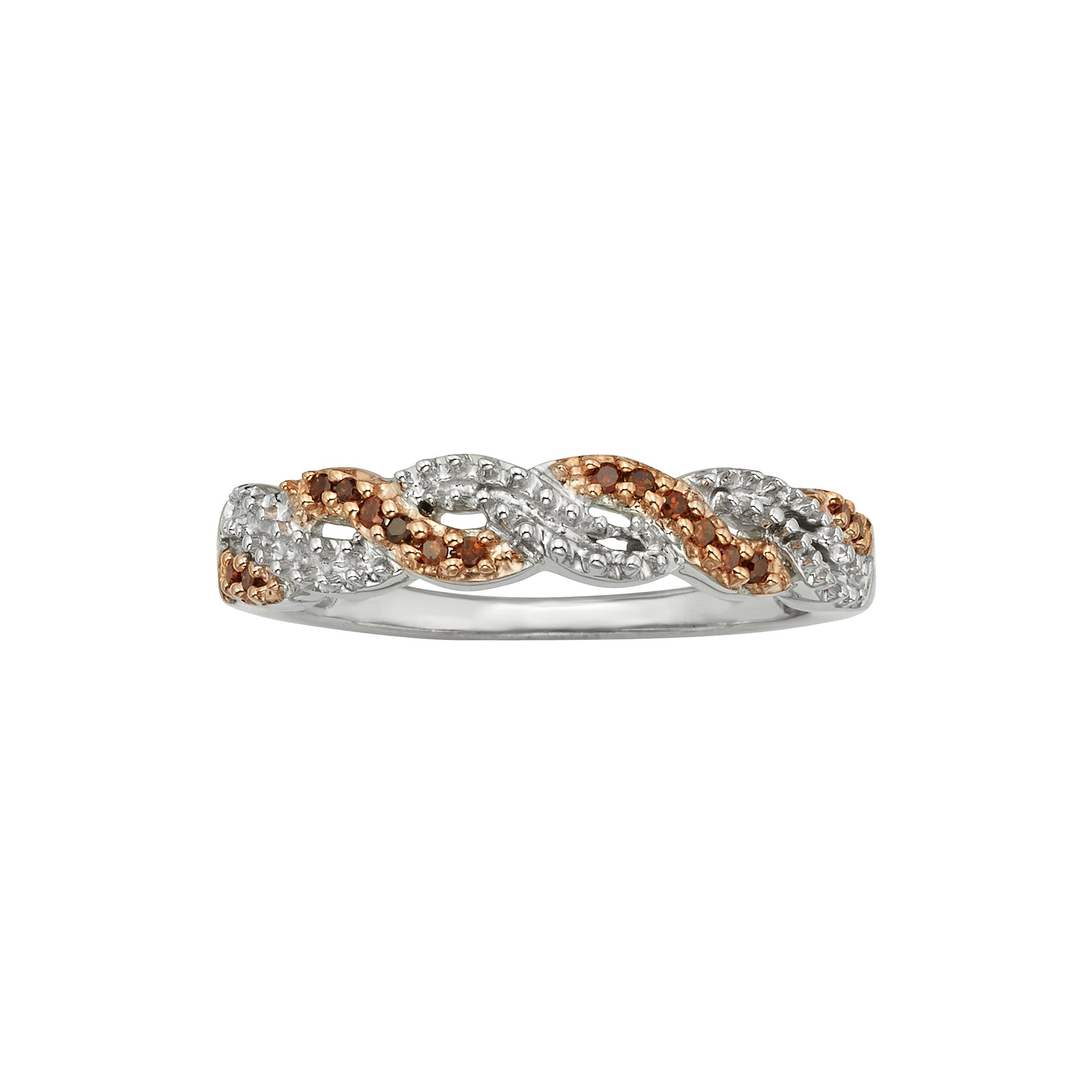 Jewelexcess Sterling Silver 1/10-ct. T.W. Red Diamond Crisscross Ring, Wome