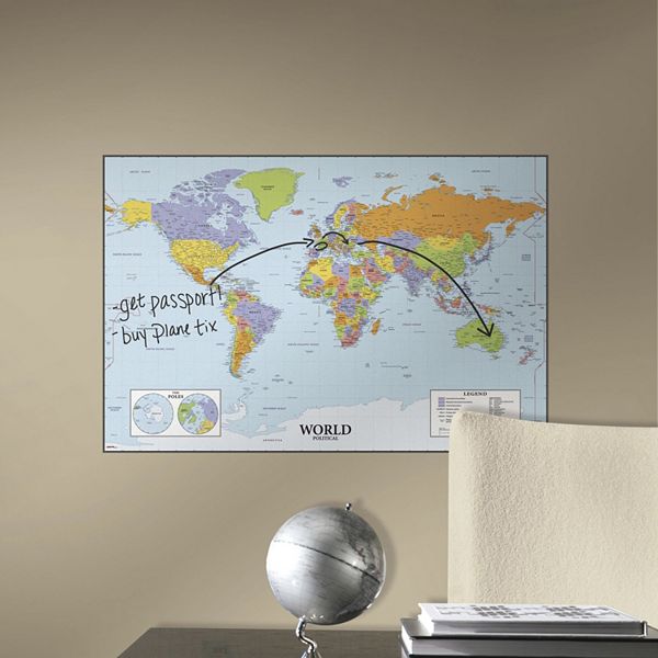 Dry Erase World Map Wall Sticker
