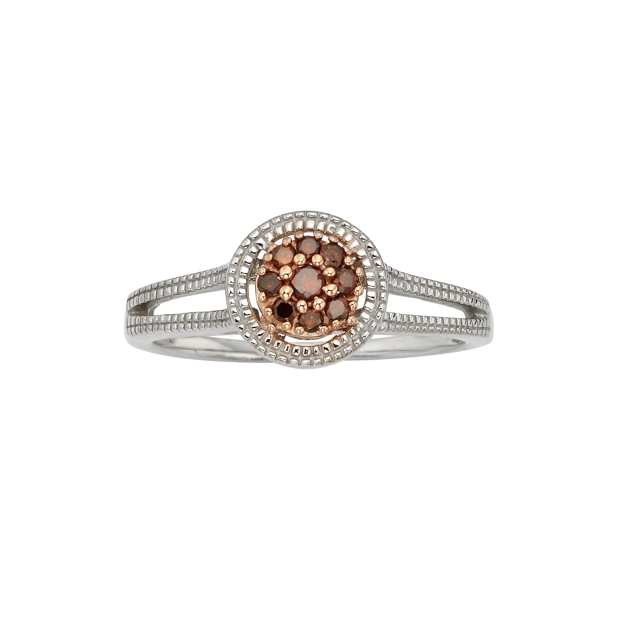 Jewelexcess Sterling Silver 1/10-ct. T.W. Red Diamond Cluster Ring, Womens