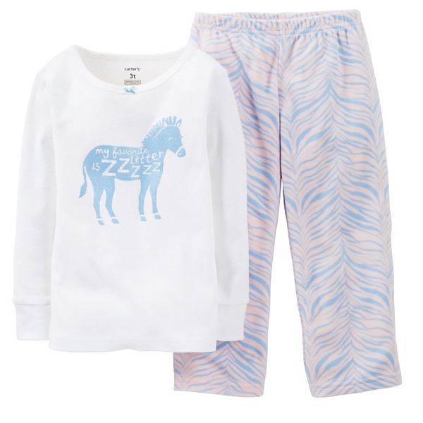 Carters 4T Girls Microfleece One Piece Pajama Long Sleeve Pastel Animal Print 