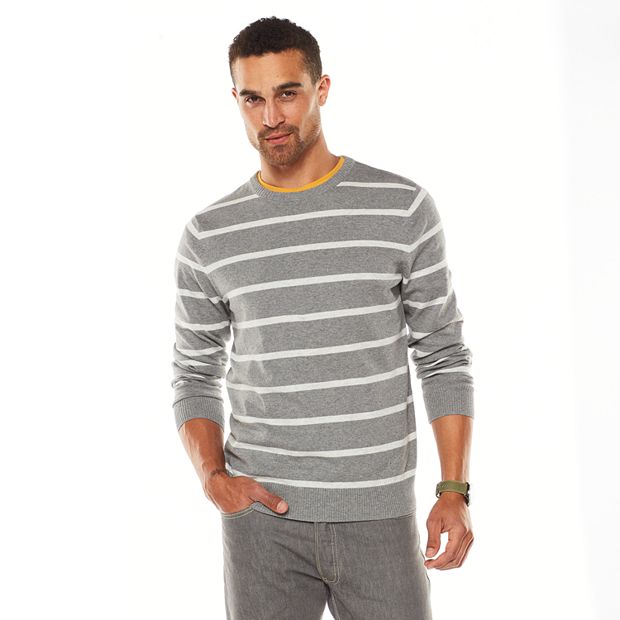 Gray and white striped sweater sale