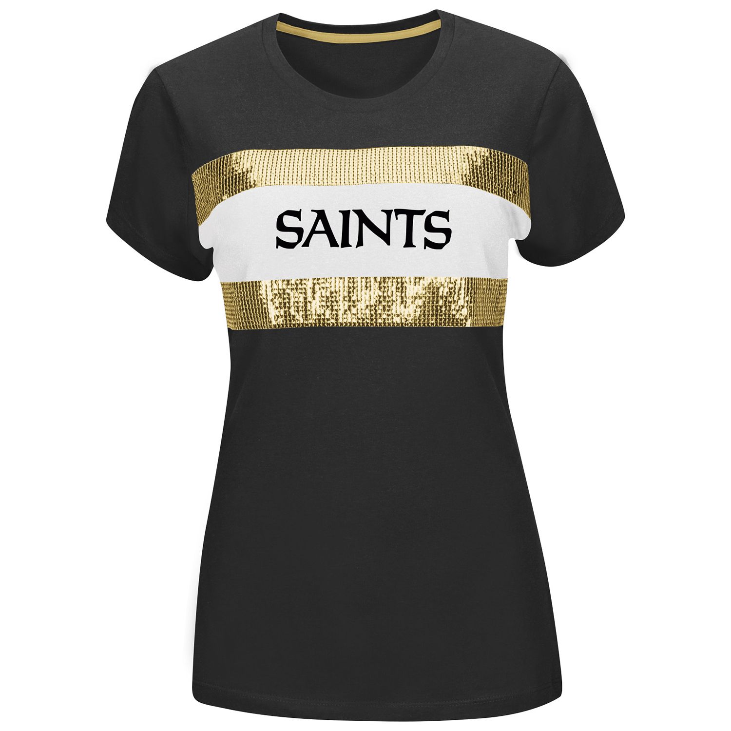 Girls Youth New Era Black New Orleans Saints Reverse Sequin T-Shirt