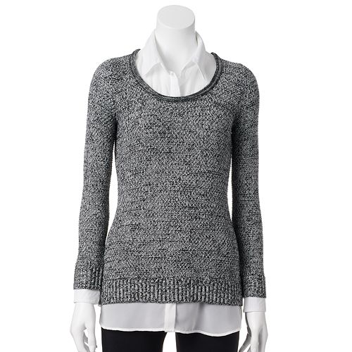 Women's AB Studio Marled Mock-Layer Sweater