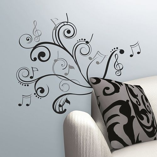Music Note Scroll Peel and Stick Wall Stickers
